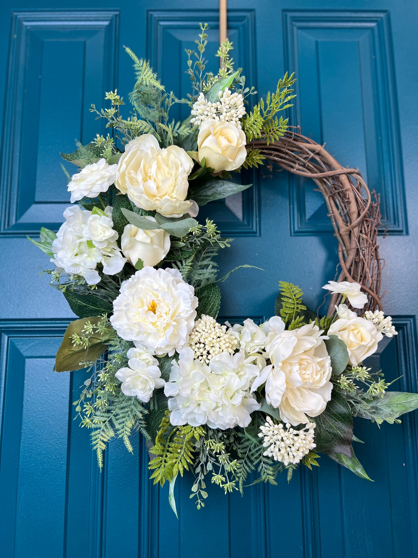 Elegant White Front Door Wreath