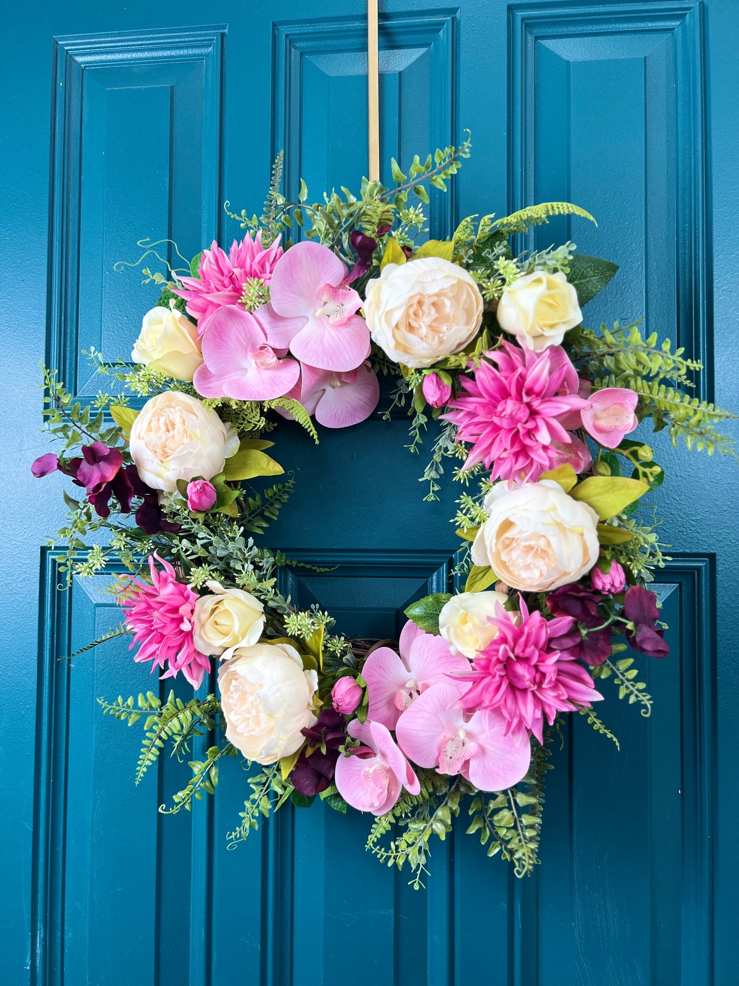 Peony, Orchid, Dahlia Wreath