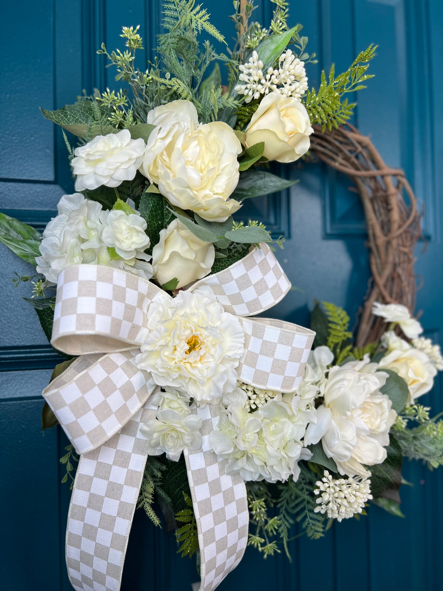 Elegant White Front Door Wreath
