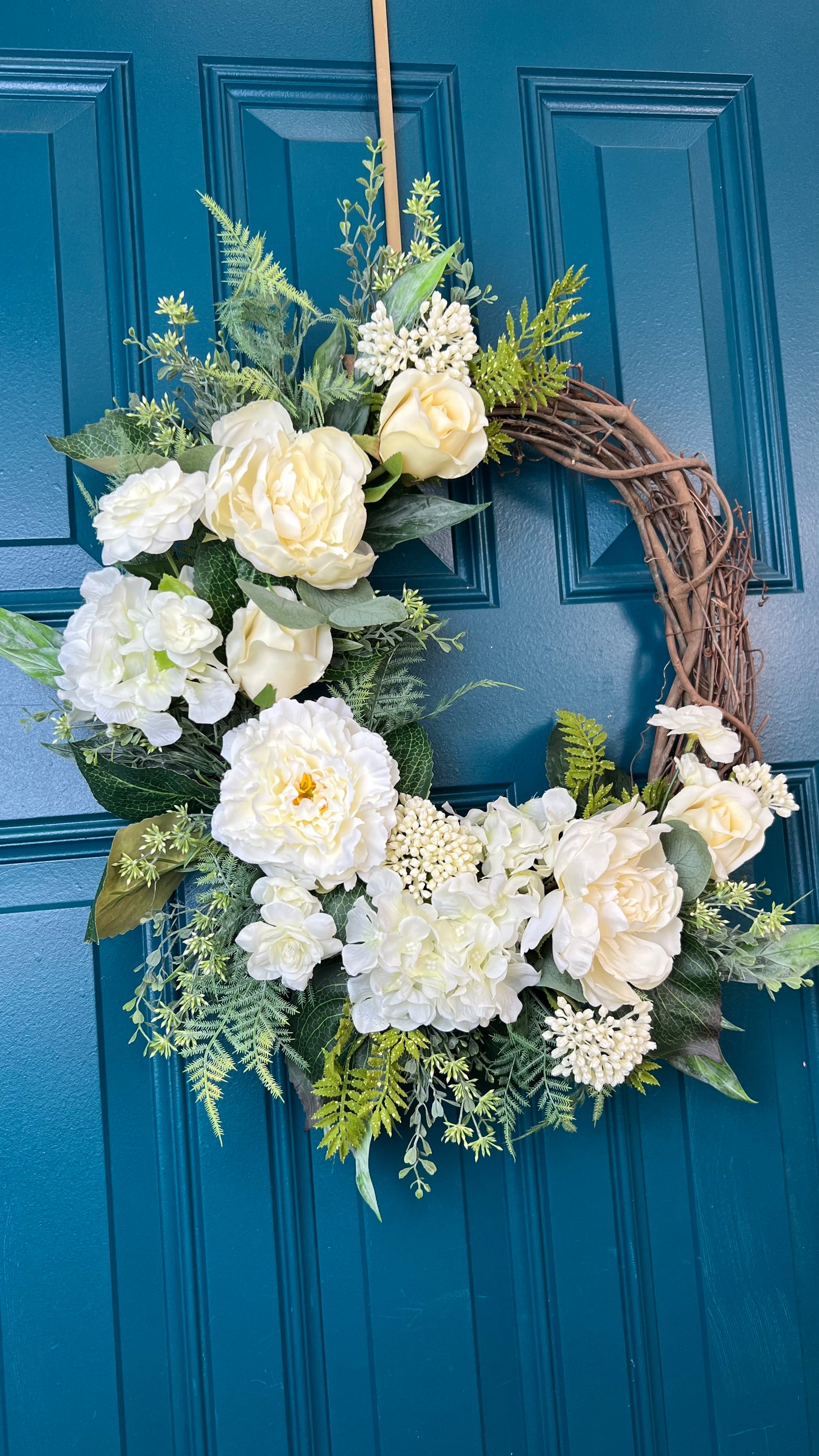 Elegant White Front Door Wreath