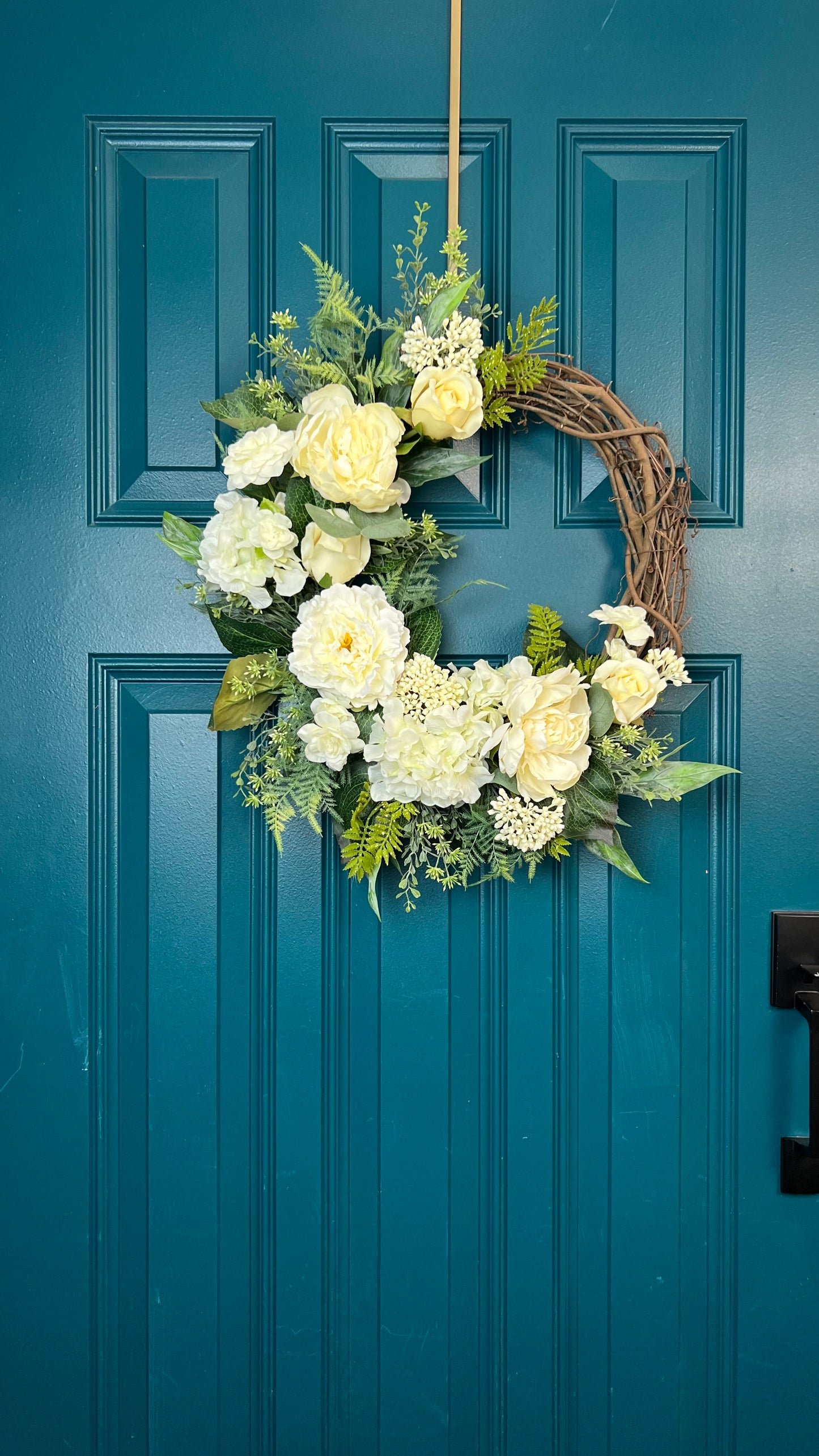 Elegant White Front Door Wreath