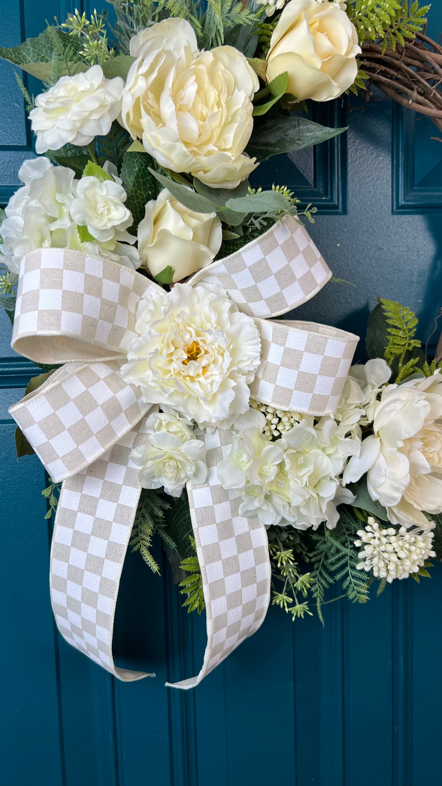 Elegant White Front Door Wreath