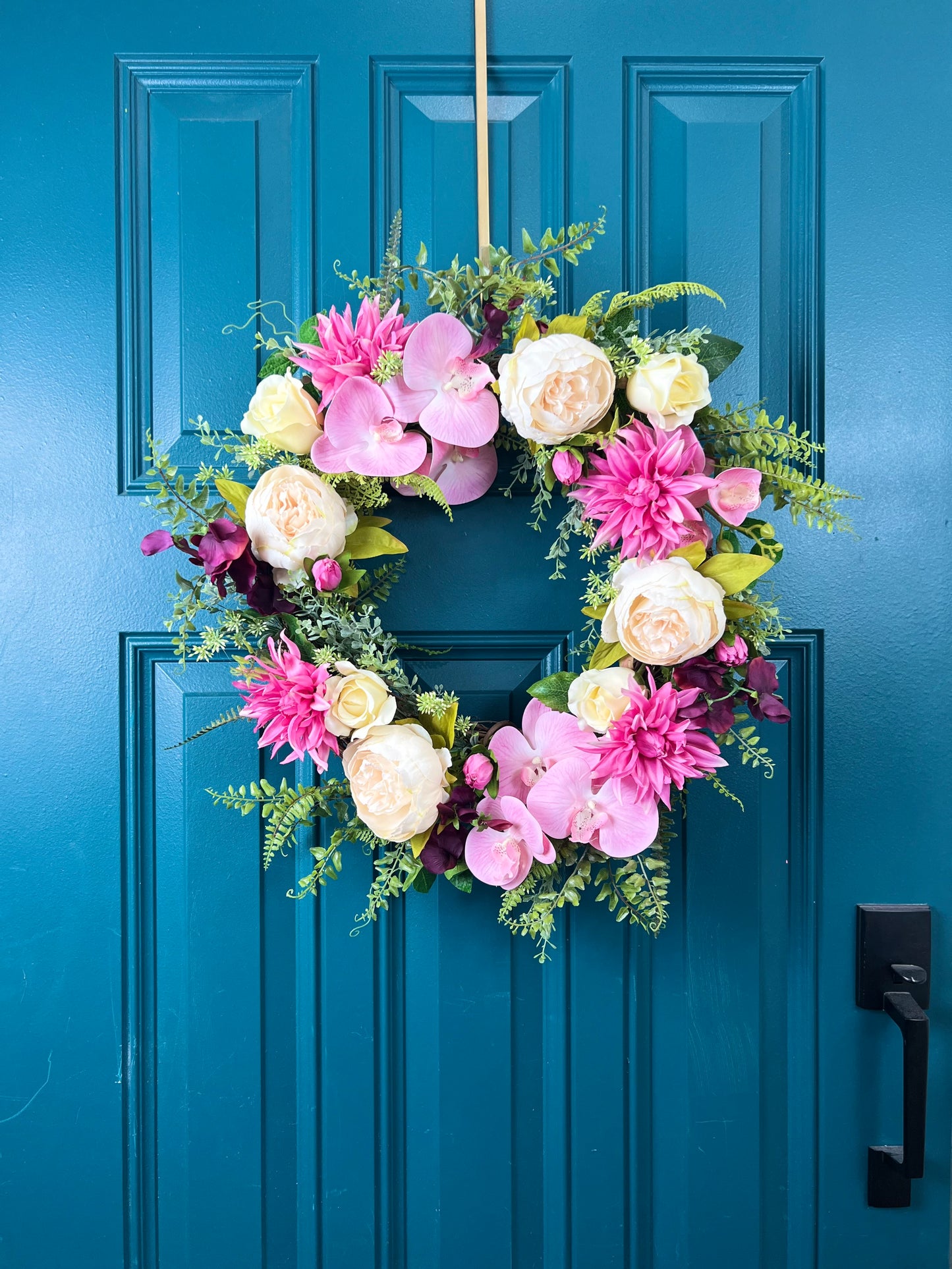 Peony, Orchid, Dahlia Wreath