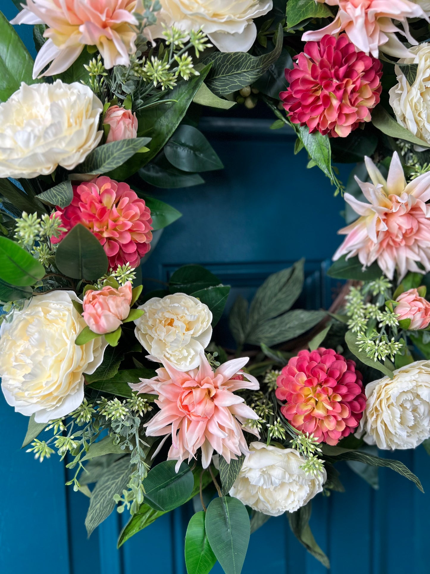Rose, Dahlia & Willow Wreath