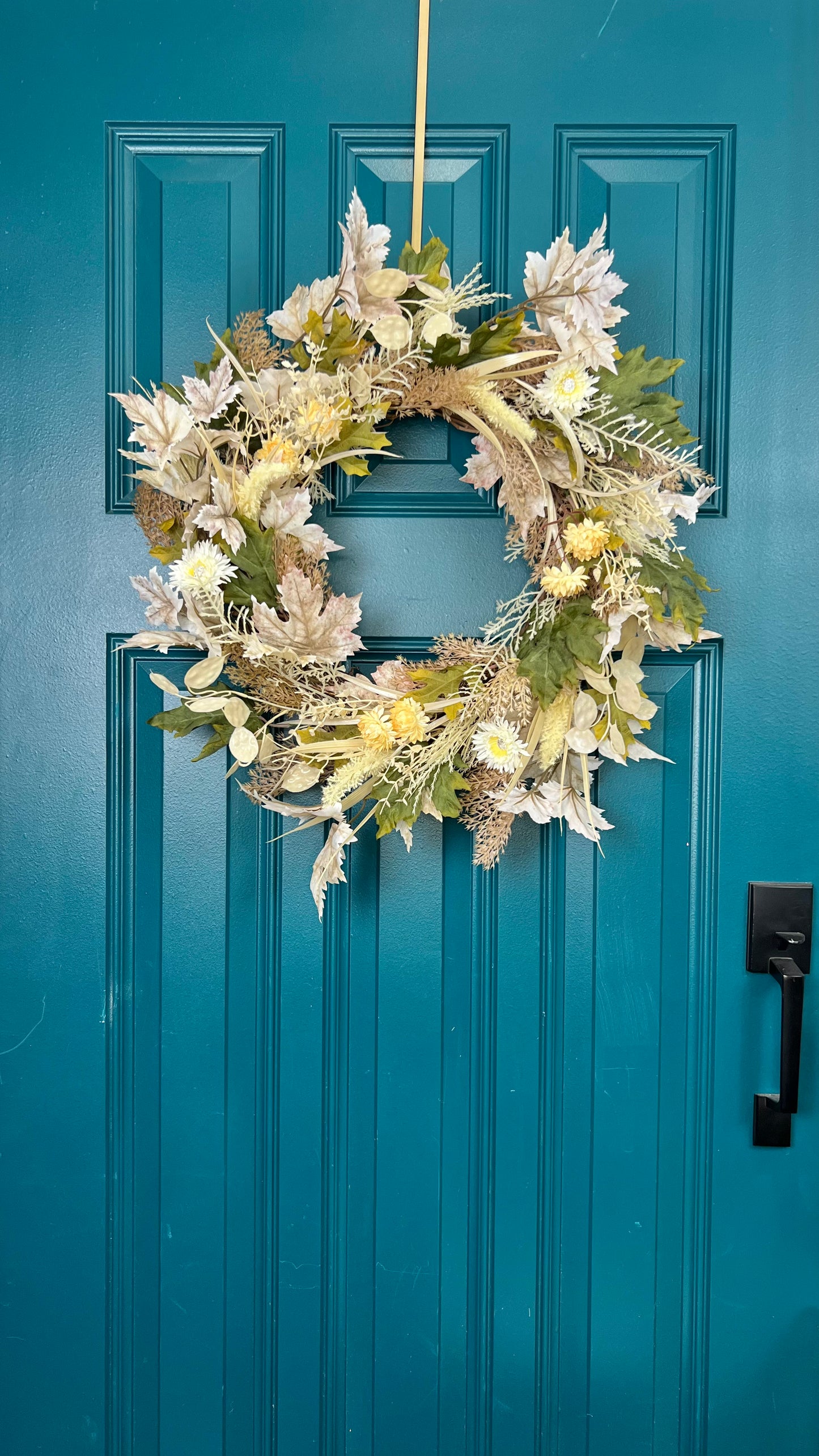 22” Neutral Boho Fall Wreath, Greenery Autumn Wreath, Natural Door Decor, Handmade Floral Wreath, Fall Home Decor, Pampas Grass Wreath