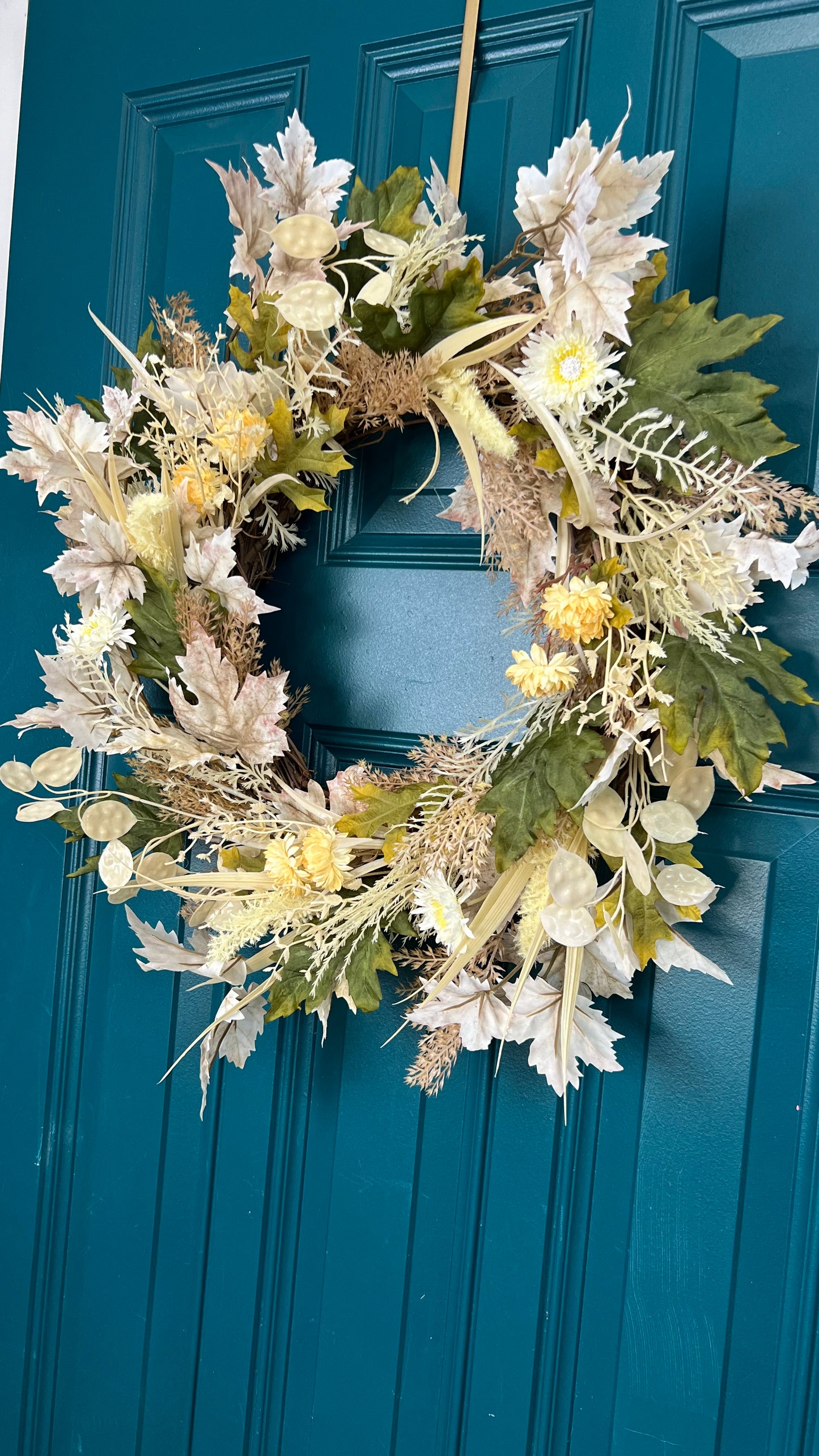 22” Neutral Boho Fall Wreath, Greenery Autumn Wreath, Natural Door Decor, Handmade Floral Wreath, Fall Home Decor, Pampas Grass Wreath