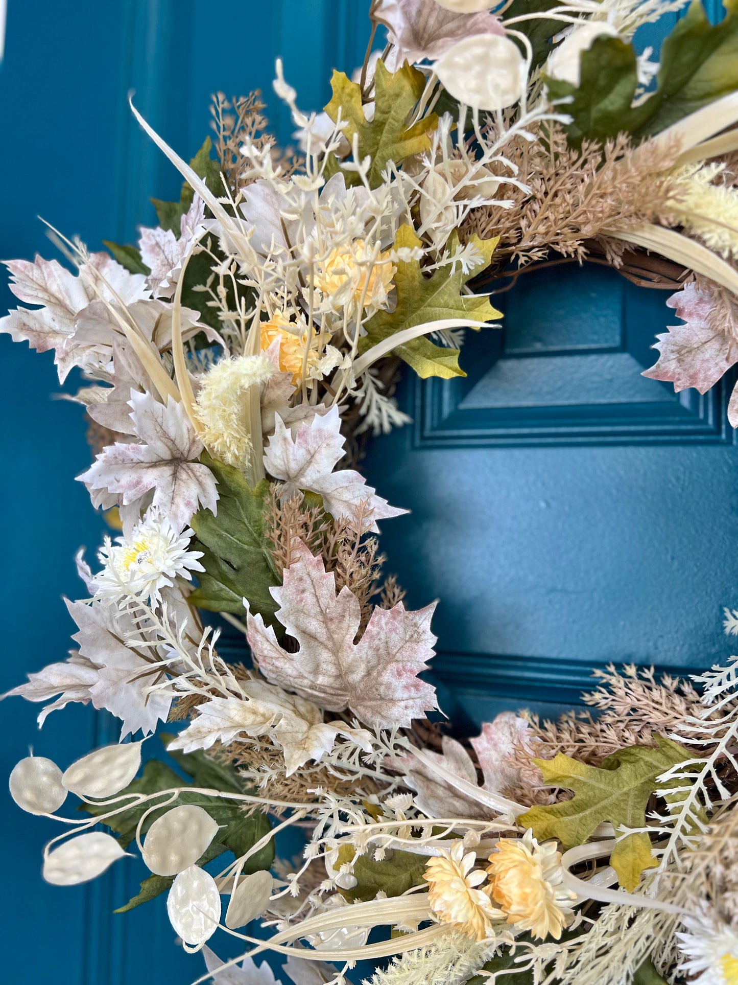 22” Neutral Boho Fall Wreath, Greenery Autumn Wreath, Natural Door Decor, Handmade Floral Wreath, Fall Home Decor, Pampas Grass Wreath