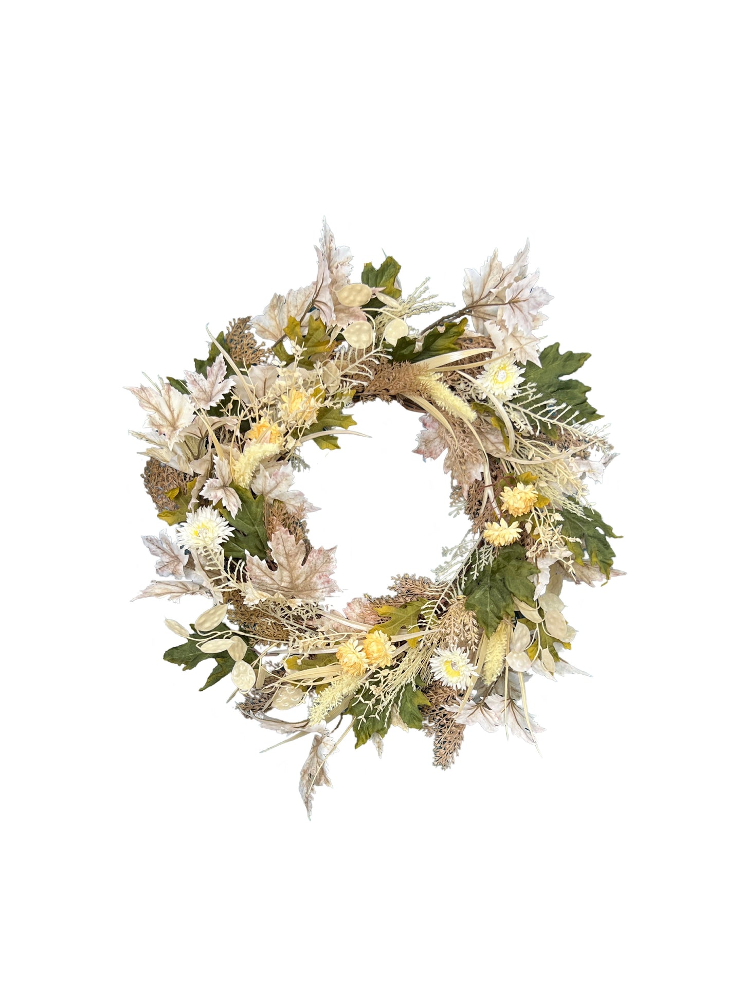 22” Neutral Boho Fall Wreath, Greenery Autumn Wreath, Natural Door Decor, Handmade Floral Wreath, Fall Home Decor, Pampas Grass Wreath