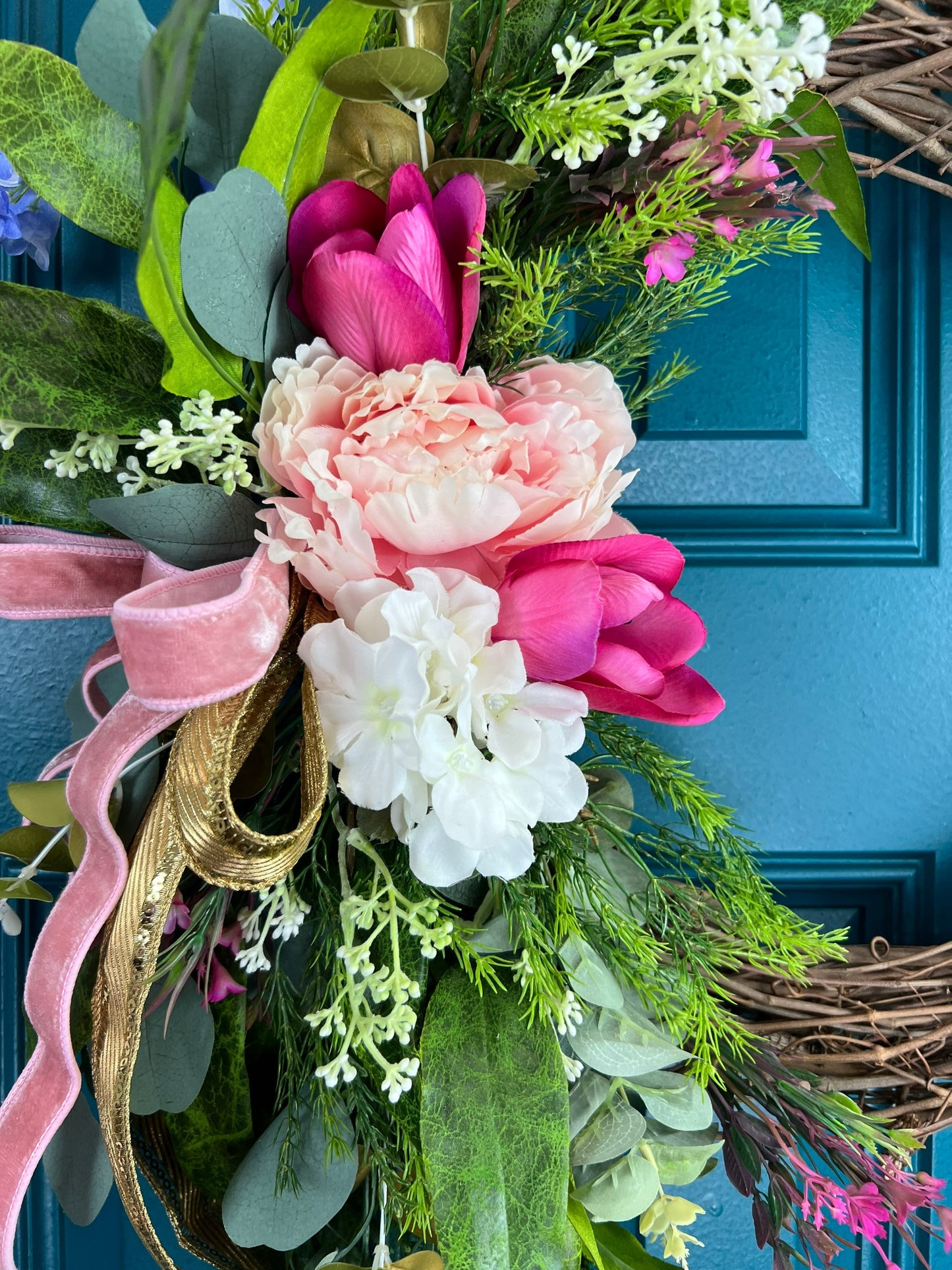 Spring Floral Wreath for Front Door