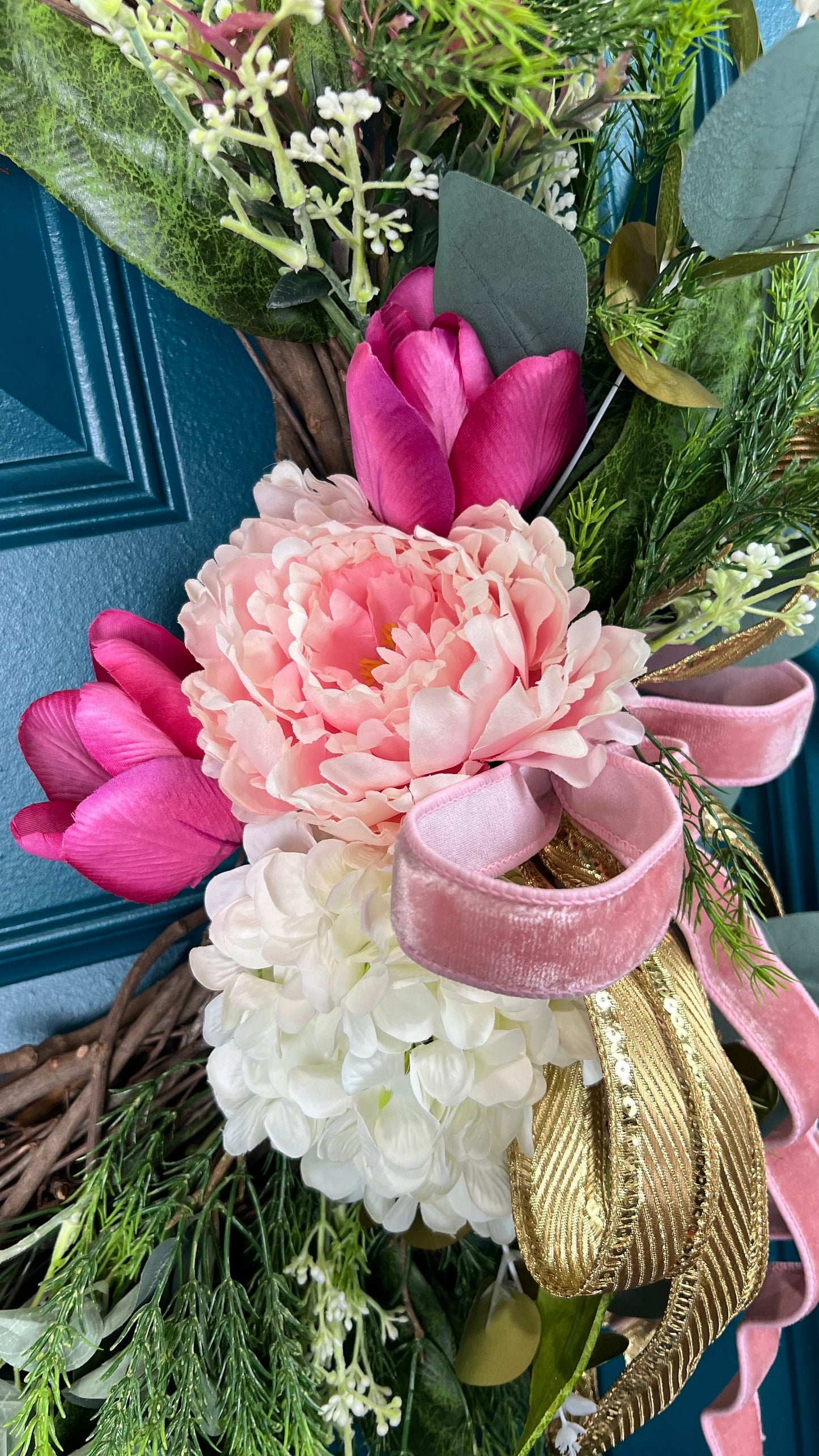 Spring Floral Wreath for Front Door