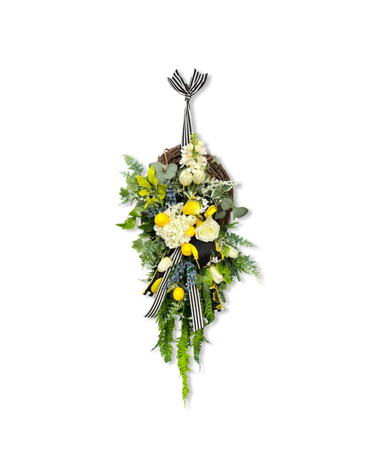 Summer Lemon Floral Wreath for Front Door