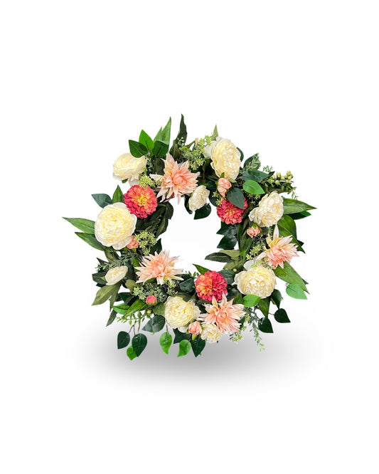 Rose, Dahlia & Willow Wreath