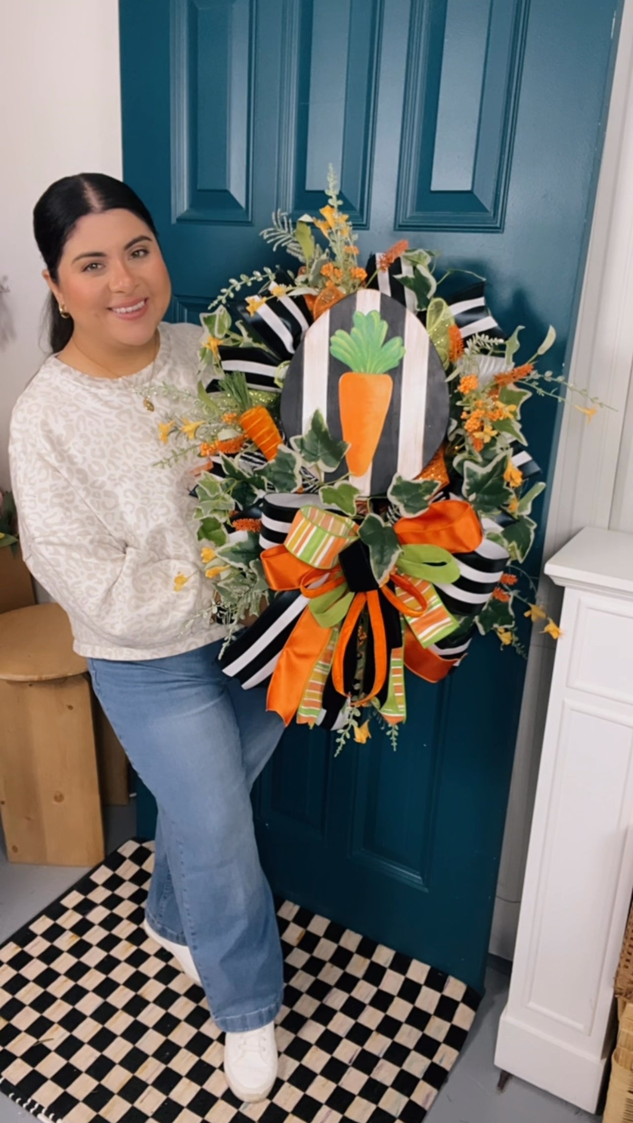 Black and White Carrot Easter Wreath