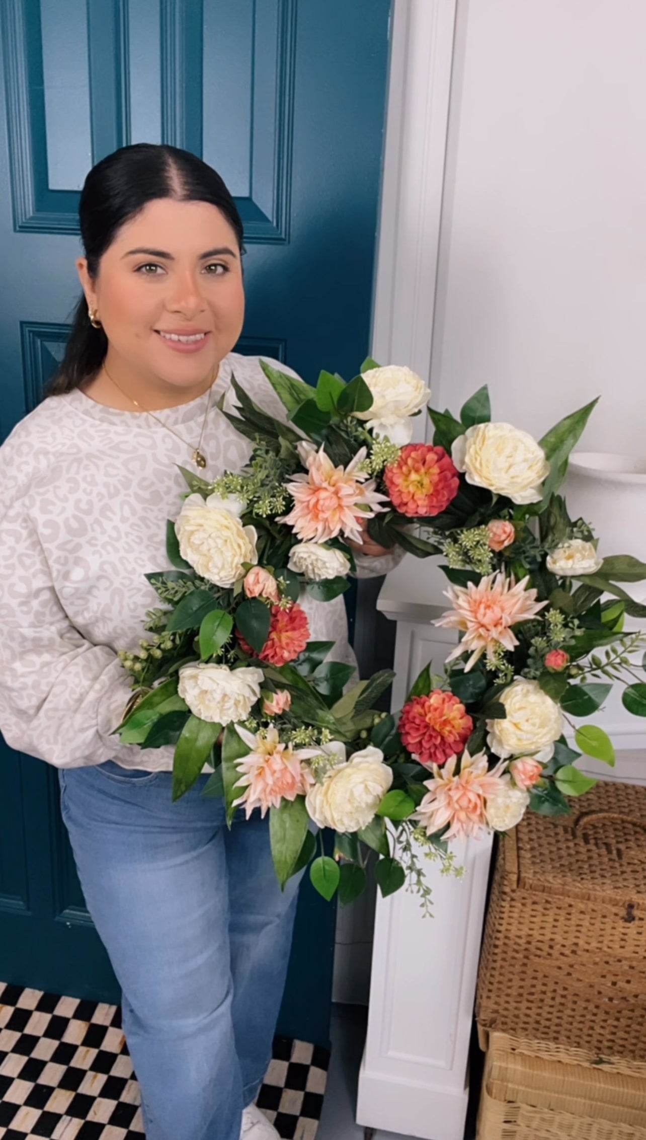 Rose, Dahlia & Willow Wreath