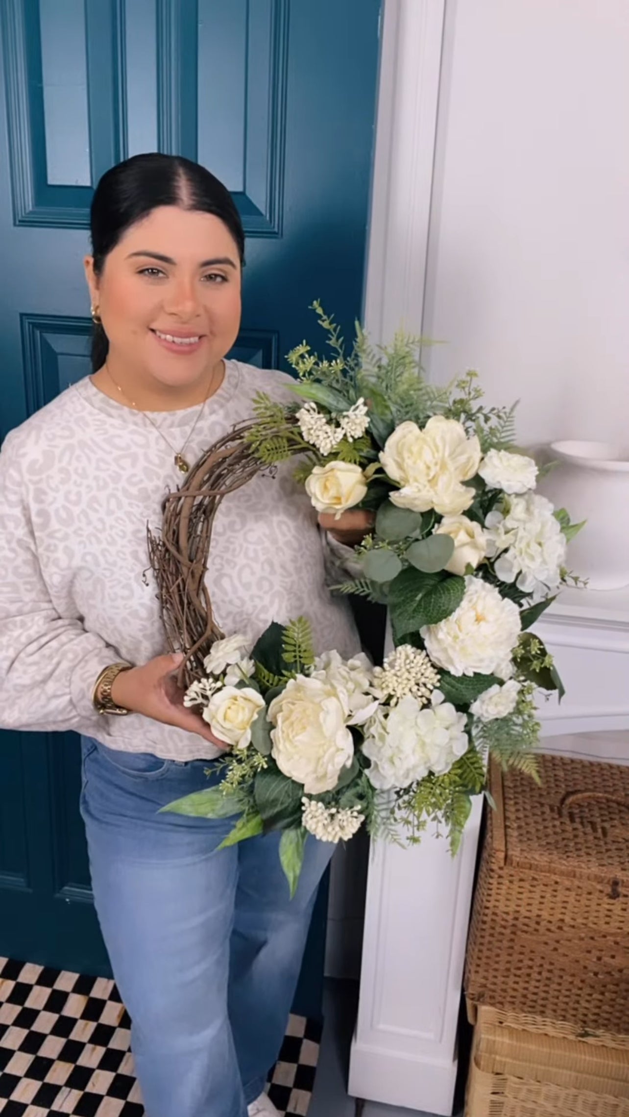 Elegant White Front Door Wreath