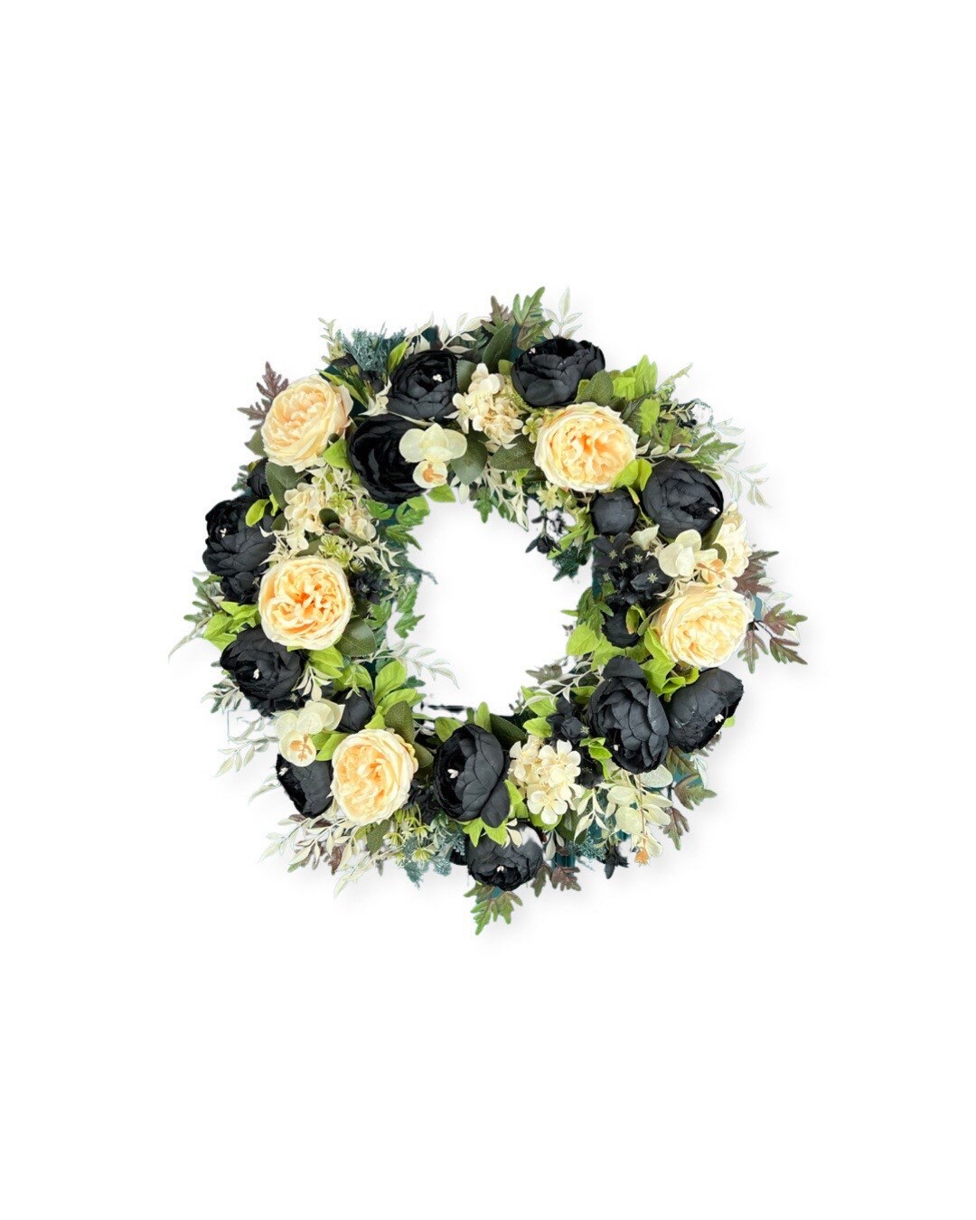 Black and Cream Neutral Halloween Wreath