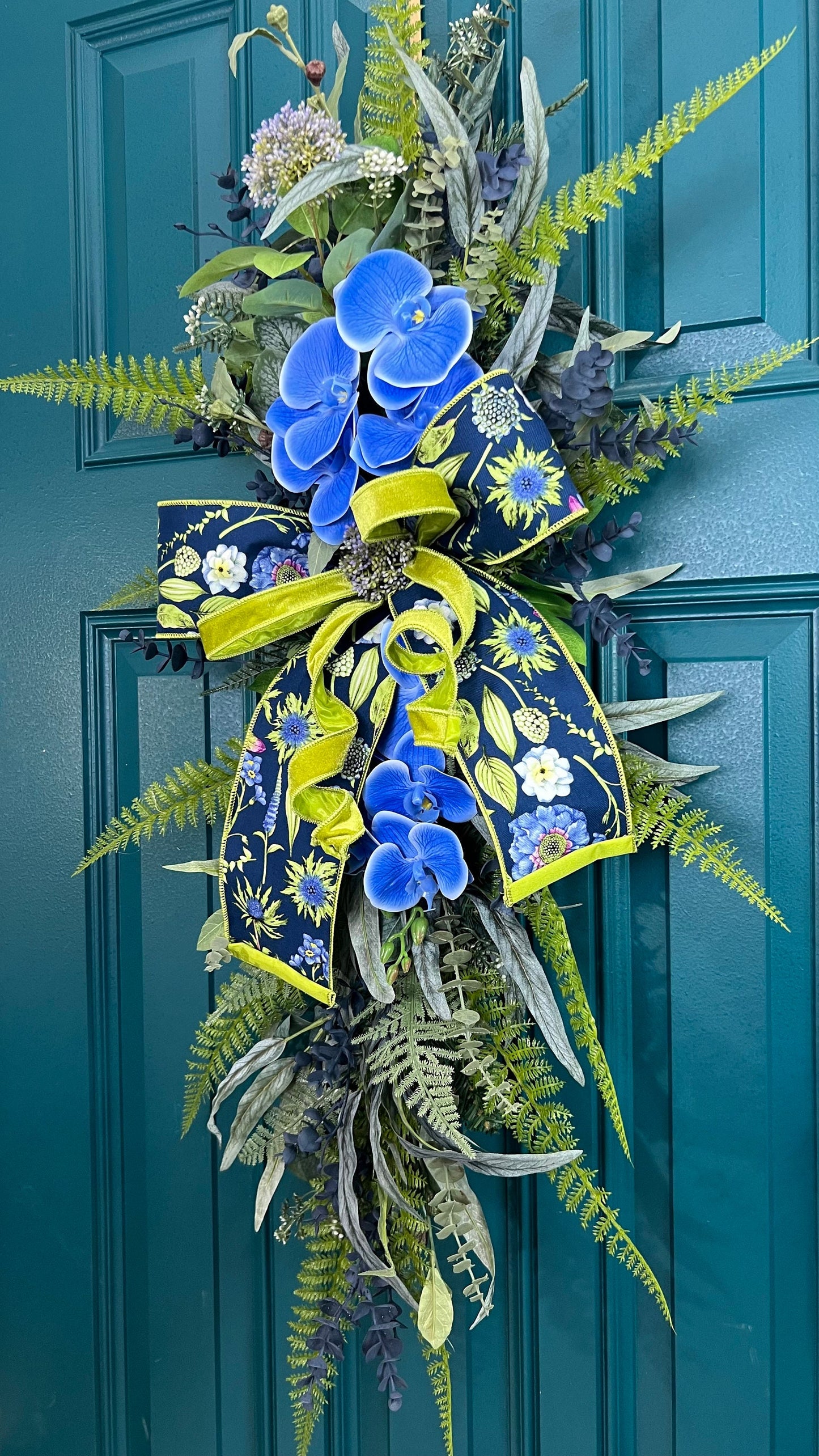 Blue and Green Botanical XL Door Wreath Swag