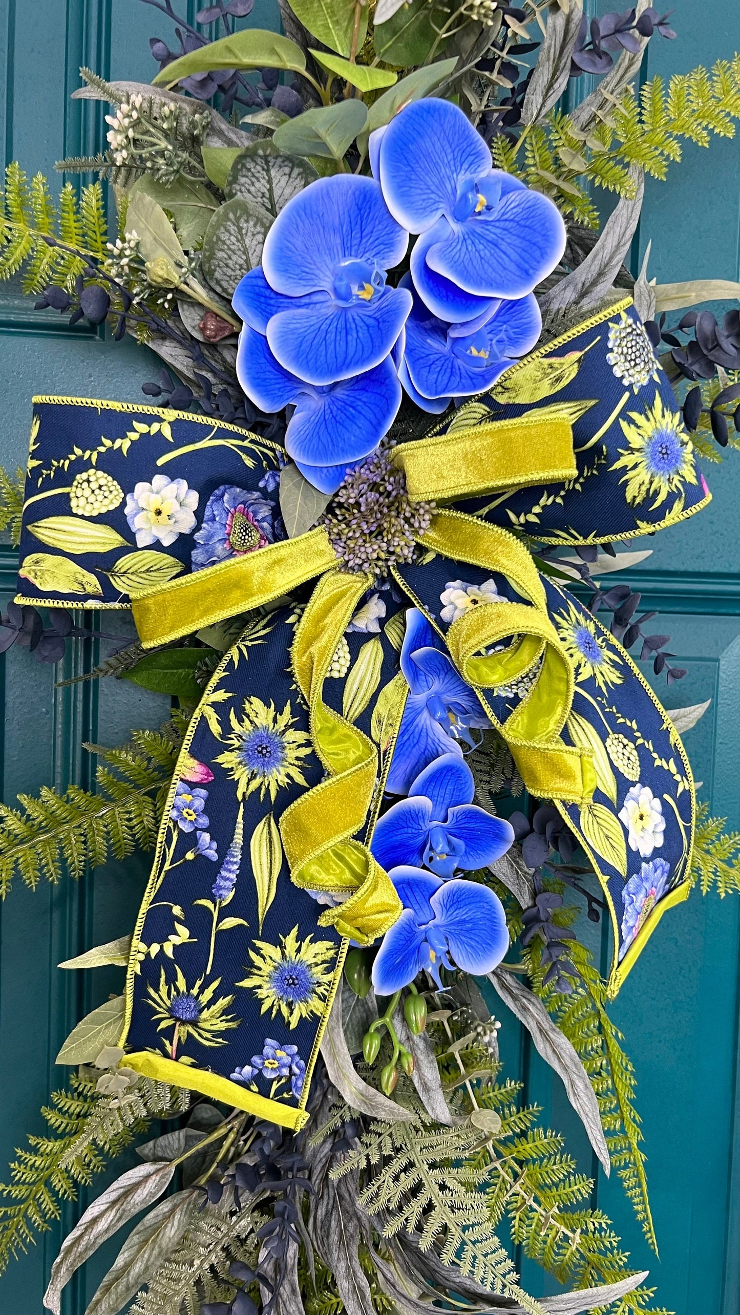 Blue and Green Botanical XL Door Wreath Swag