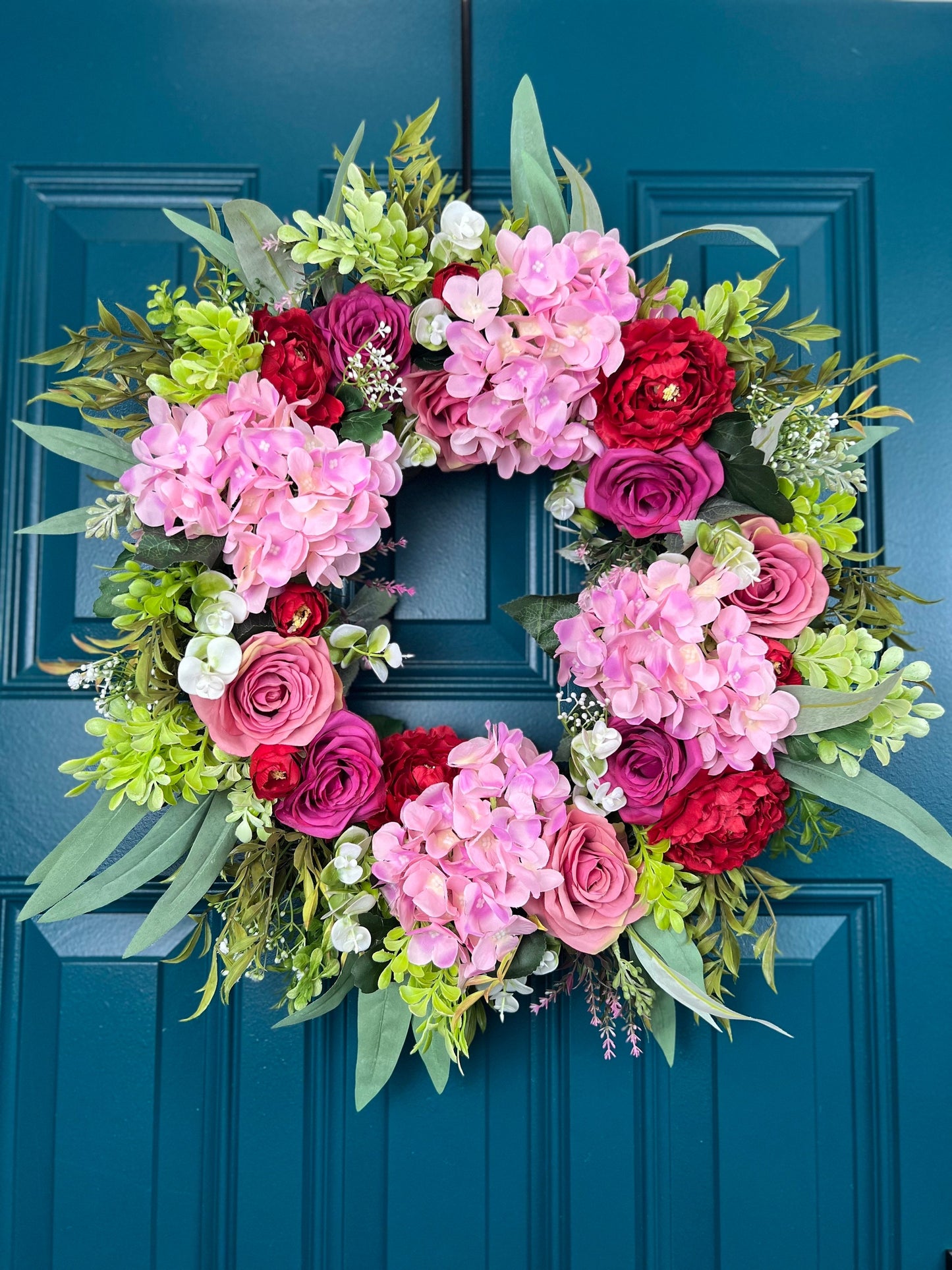 Pink and Red Floral Wreath