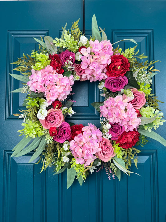 Pink and Red Floral Wreath