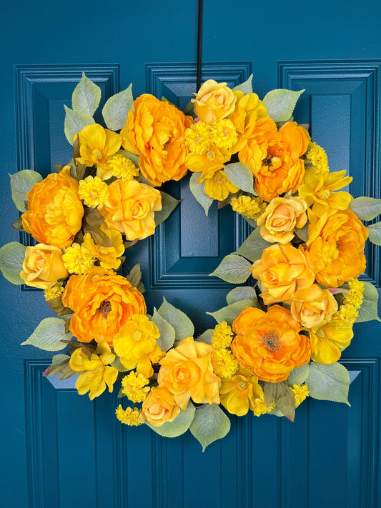 Yellow Wreath for Front Door