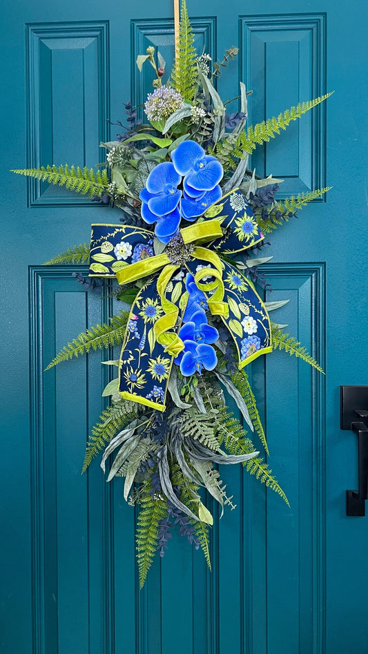 Blue and Green Botanical XL Door Wreath Swag