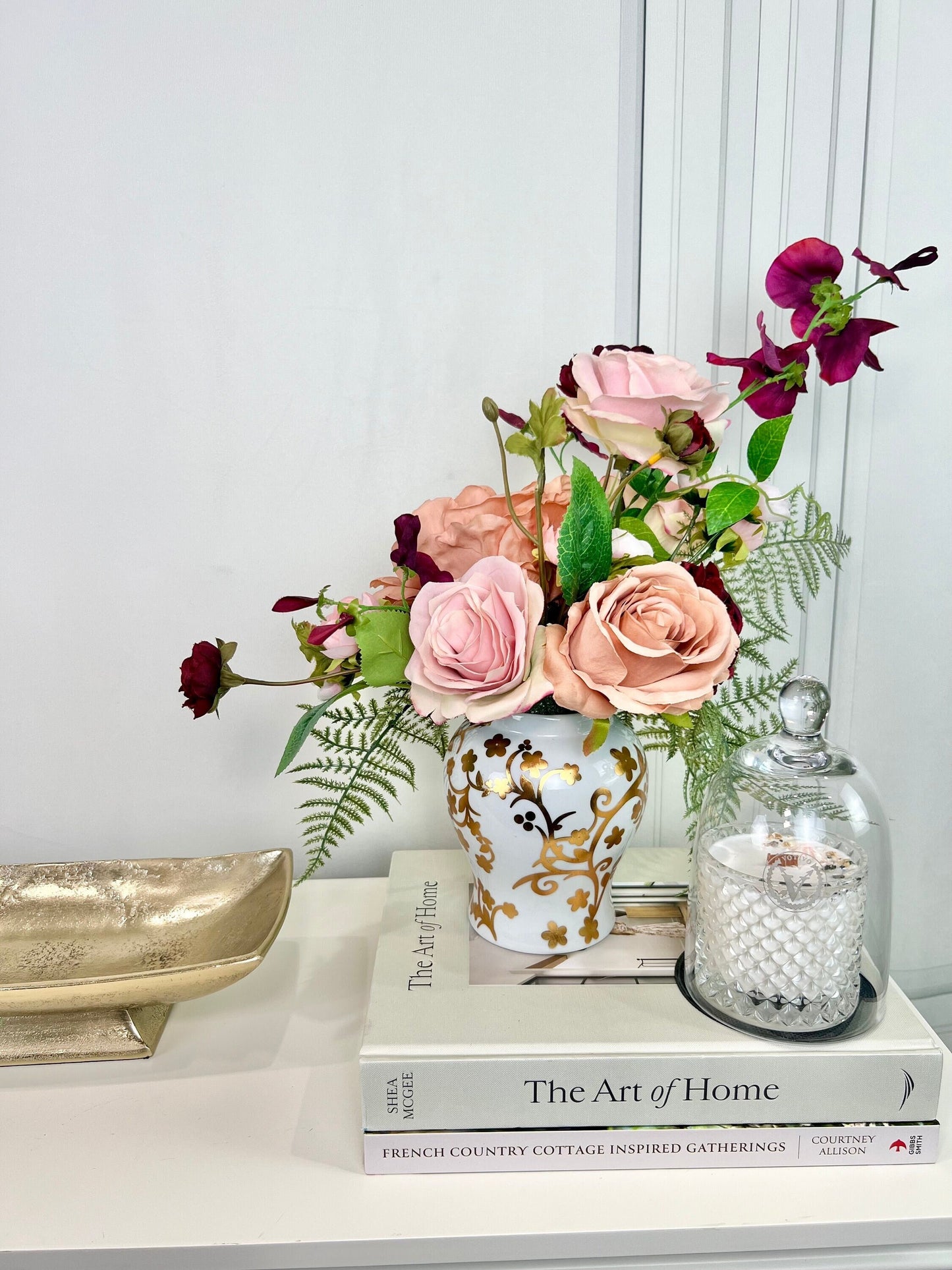 Pink and Burgundy Artificial Flower Arrangement in Jar