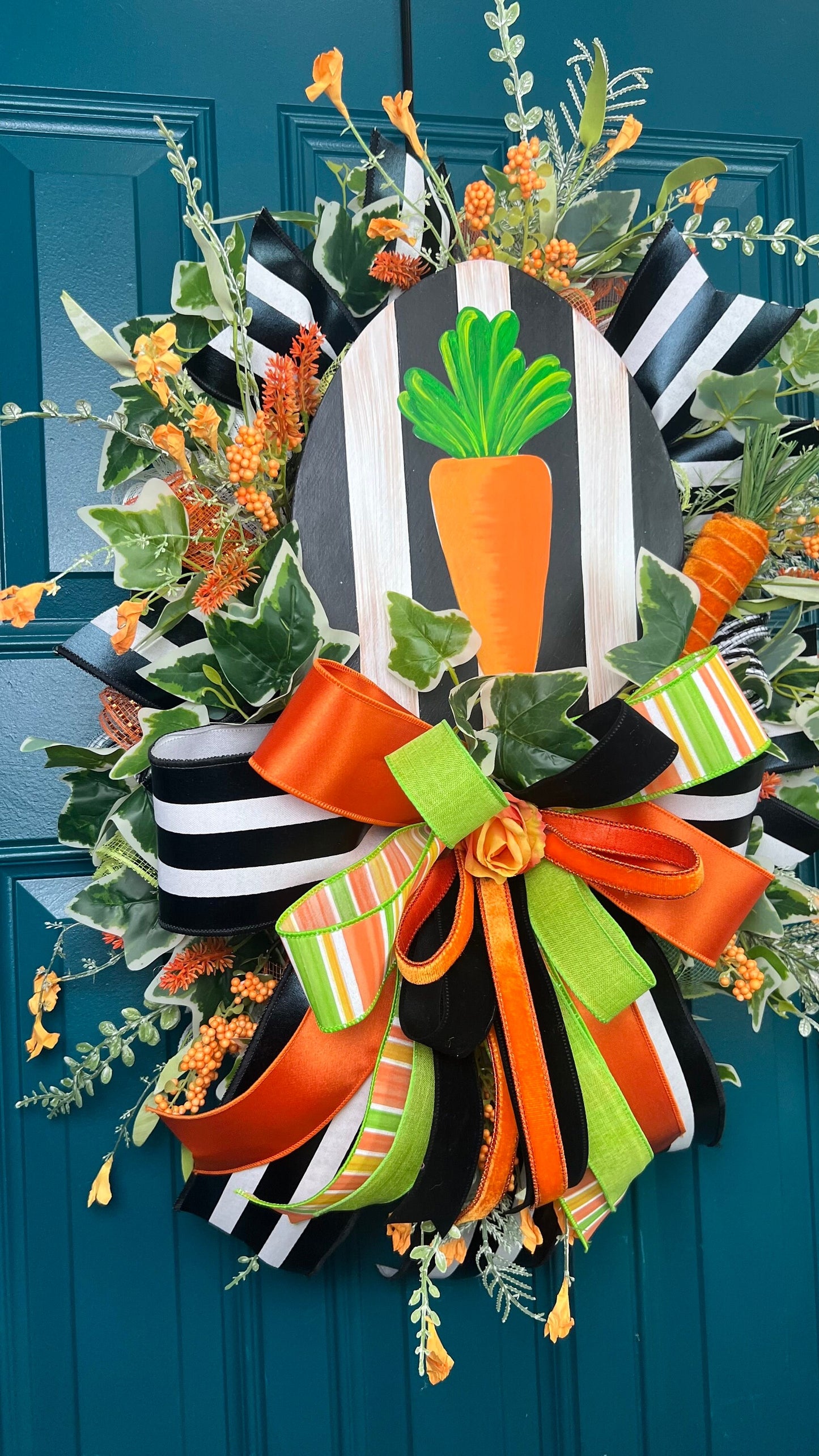 Black and White Carrot Easter Wreath