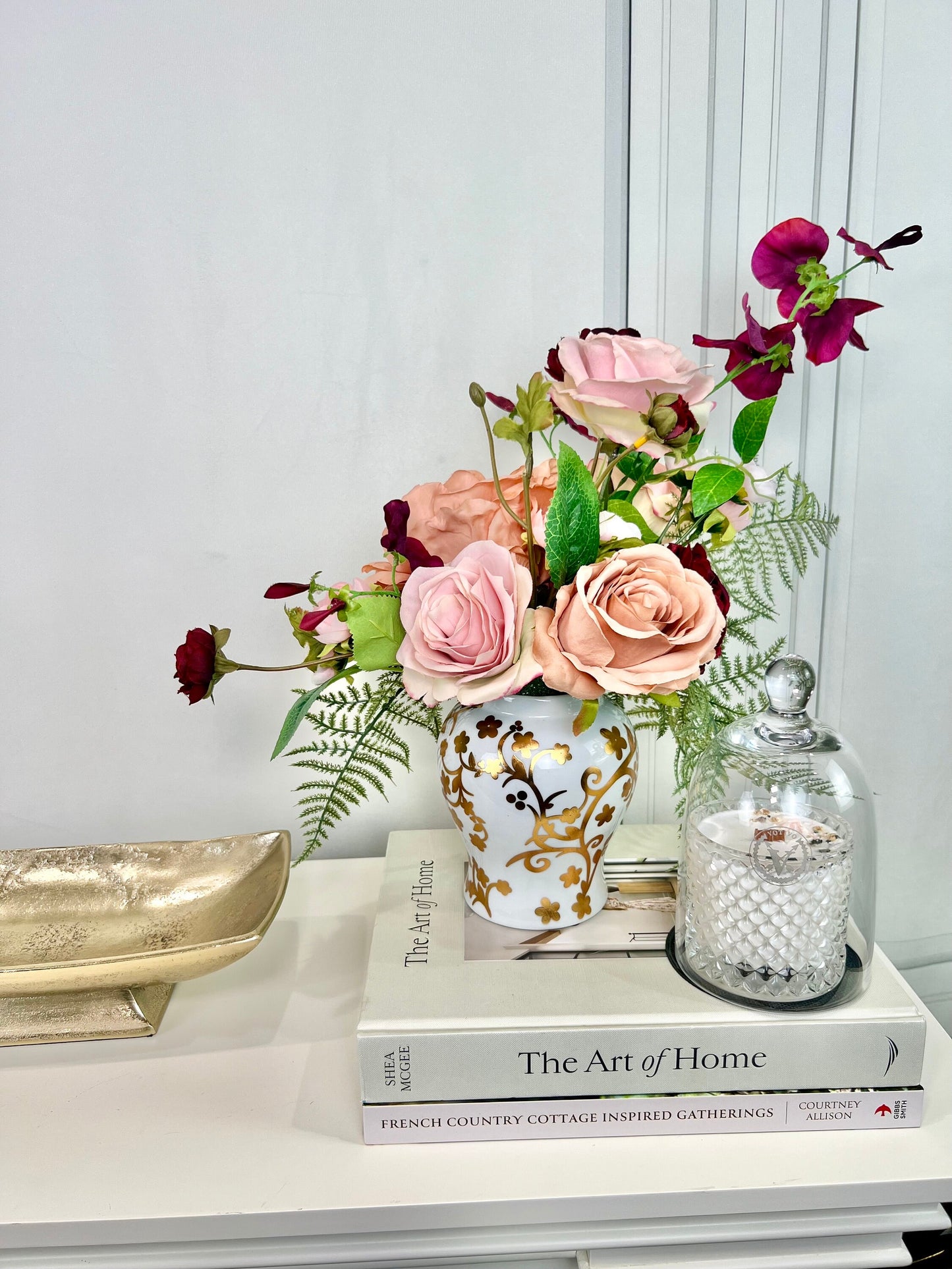 Pink and Burgundy Artificial Flower Arrangement in Jar