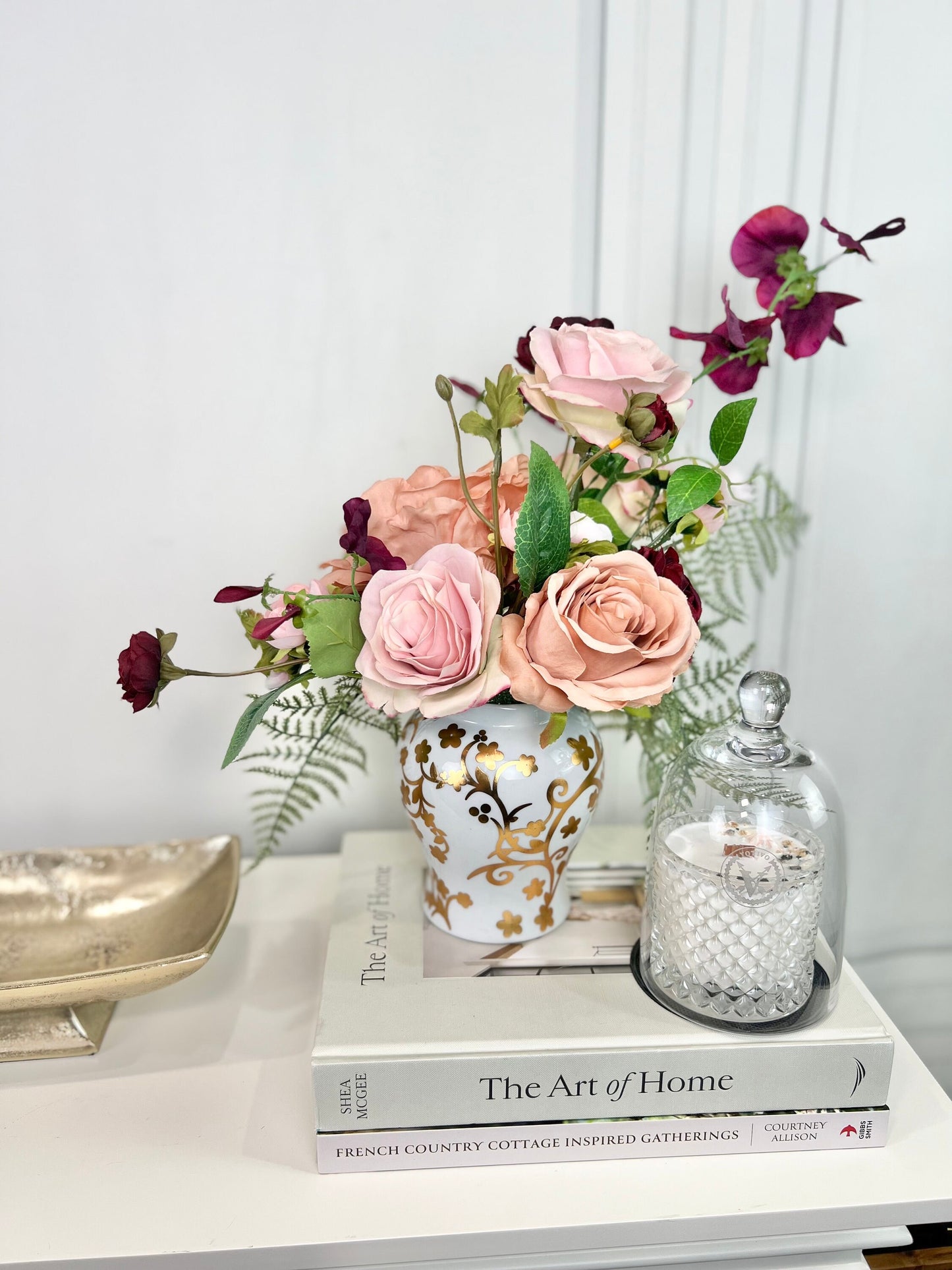 Pink and Burgundy Artificial Flower Arrangement in Jar